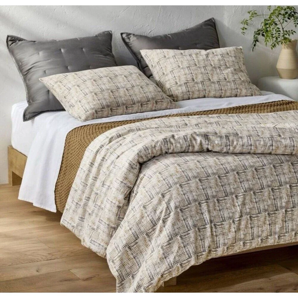 NEW Casaluna King Heavyweight Linen Blend Duvet Cover & Sham Set – Multi Neutral